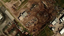 Drone footage of a scrap metal yard.