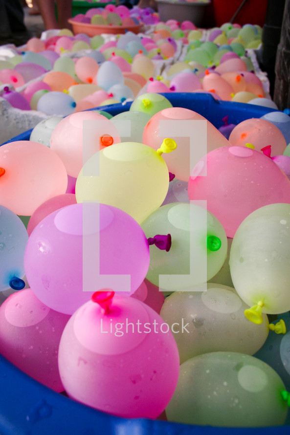 buckets of water balloons 