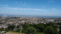 Aerial view of the city of Edinburgh, Scotland seen from Calton Hill.