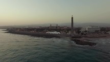 Aerial shot of Gran Canaria coast with lighthouse