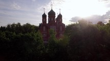 Ascension Cathedral and Holy Cross Monastery in green countryside