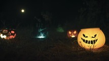 Pumpkins In The Night Dark Forest