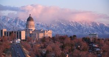 Utah capitol building at sunset 