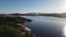 Drone footage of a frozen loch in Scotland.