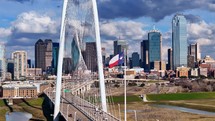 Dallas Texas Skyline and Texas Flag