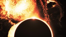 Solar Eclipse, Galaxy And Nebula - animation	