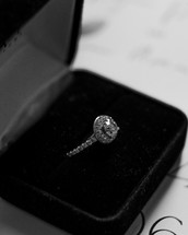 diamond engagement ring in a box 