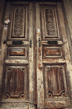 tall wooden doors on a house in Turkey 