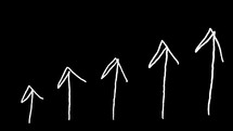 Hand drawn white arrows on black background