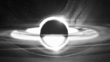 Black and white animation of a supermassive Black Hole with a disk of matter on the event horizon. Close-up