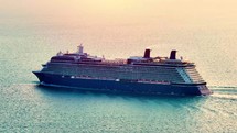 Passenger cruise ship sailing in ocean. Summer holidays travel vacation concept. 