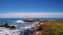a lighthouse and coastline 