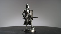 Silver medieval knight figurine. 