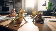 AI Generated Image. Lizards on the office desk