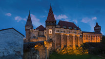 Old castle in Transylvania at evening
