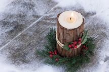 rustic candle for Christmas 