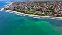 South Africa Jeffreys Bay aerial drone of town home buildings. 