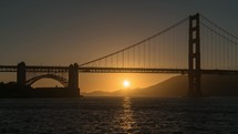 Sunset time lapse of the Golden Gate Bridge in San Francisco, California.
