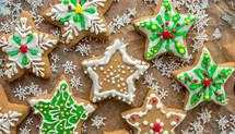 Christmas Decorated star shape gingerbread cookies