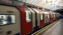LONDON, UK - CIRCA OCTOBER 2022: London Underground train - EDITORIAL USE ONLY