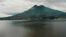 Imposing Imbabura Volcano With San Pablo Lagoon In The Foreground In Otavalo, Ecuador. 