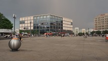 BERLIN, GERMANY—People in Alexanderplatz square.