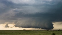 Supercell Thunderstorm Wall Cloud Quickly Develops Before Producing Tornadoes.