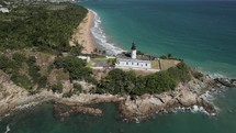 Caribbean Sea Lighthouse Drone Footage Aerial Perspective Historic Monumnet