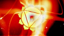 Solar Plexus Manipura Chakra Mandala Spins in Energy Field of Fire