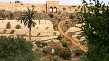 Old City of Jerusalem and open Golden Gate - day

