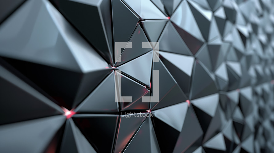 AI Image. Futuristic geometric wall pattern consisting of 3D triangular prisms