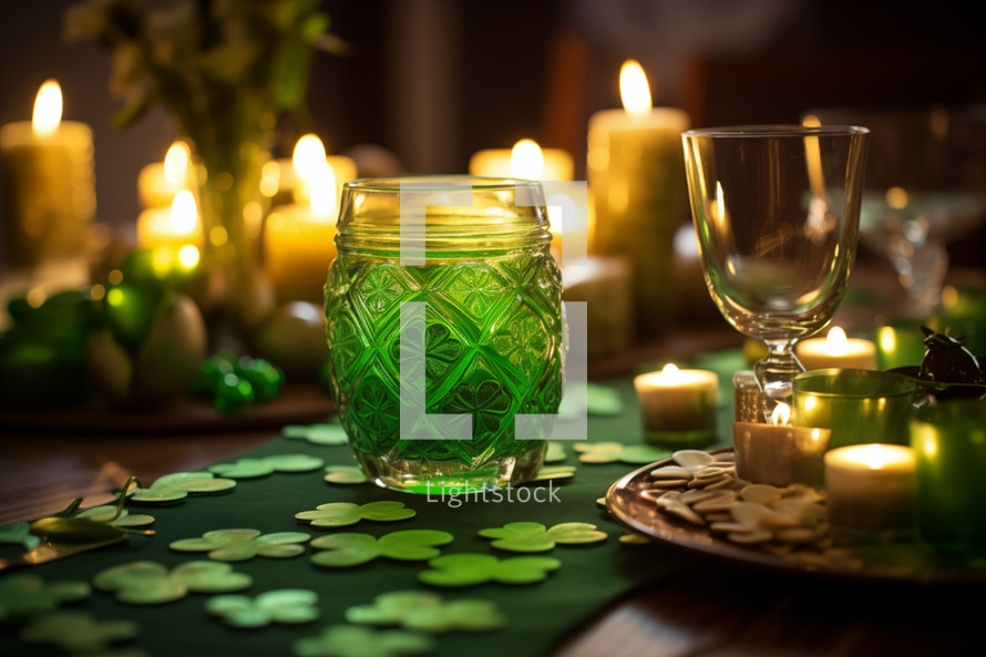 AI Generated Image. Table served for St Patrick's Day celebration