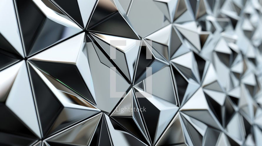 AI Image. Futuristic geometric wall pattern consisting of 3D triangular prisms