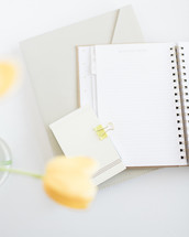 yellow tulips and planner 