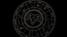 ARIES Sign in the Zodiac Wheel With Star Constellations