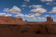 Monument Valley with clouds and blue sky