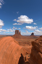 Monument Valley with clouds and blue sky