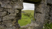 Stone House Ruins View Through Window Over Village Site