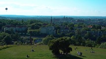 Krakow City Skyline from Grassy Knoll and Mound