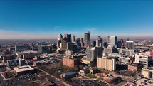 Columbus Ohio Skyline Wide Push In with Drone