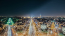 The Grande Armee Avenue in Paris at Night