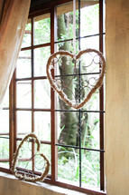 heart decor in a window 