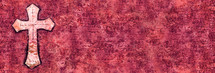 very wide brick red background with cross