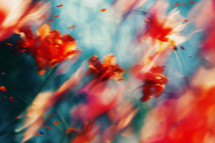 AI Generated Image. Spring motion blurred floral pattern