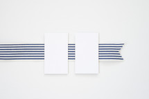 striped, ribbon, blank, white, notecards, paper, desk 