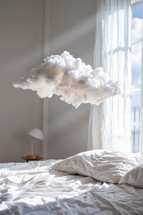 AI Image. Floating Abstract Cloud Inside a Bedroom