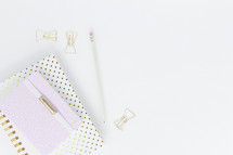 pink, and gold polka dot notebooks 