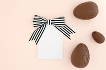 chocolate eggs and notepad 