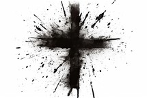 Black Ink Cross with Brush Stroke