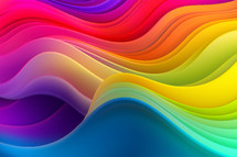 AI Generated Image. Gradient abstract multicolored curved waves background